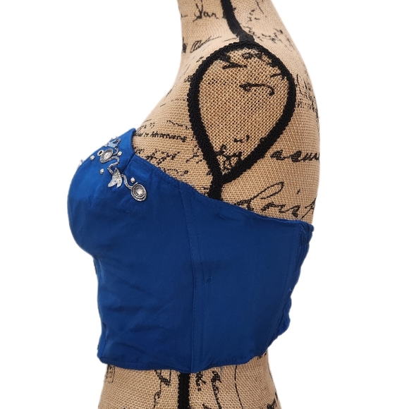 Vintage Embelished Corsett, Royal Blue/Silver, Womens Medium - Picture 3 of 8